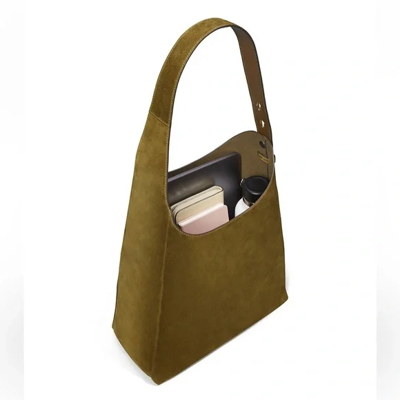 Tory Burch Olive Green Suede Romy Suede Hobo Bag - Picture 9 of 15